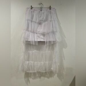 ASHLEY STEWART tulle skirt with high low denim skirt bottom white  size 16 NWT